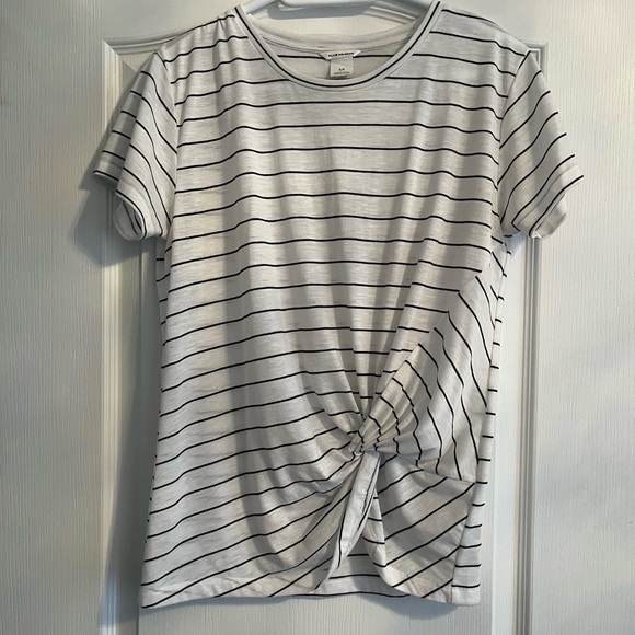Club Monaco striped (mock?) tie front tshirt size S - Picture 1 of 4